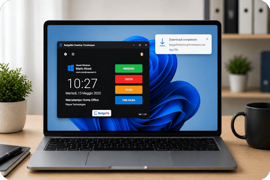 Download gratuito del marcatempo da PC BadgeMe per Windows