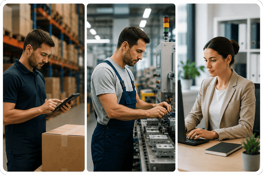 Profili orari personalizzati per dipendenti impiegati in magazzino, produzione e amministrazione
